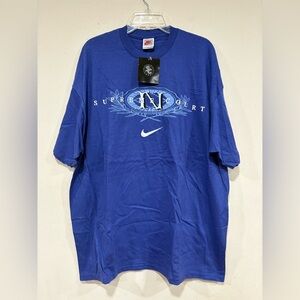 NWT Vintage 90s Nike Supreme Court Blue Center Swoosh T-shirt Sz 2XL XXL